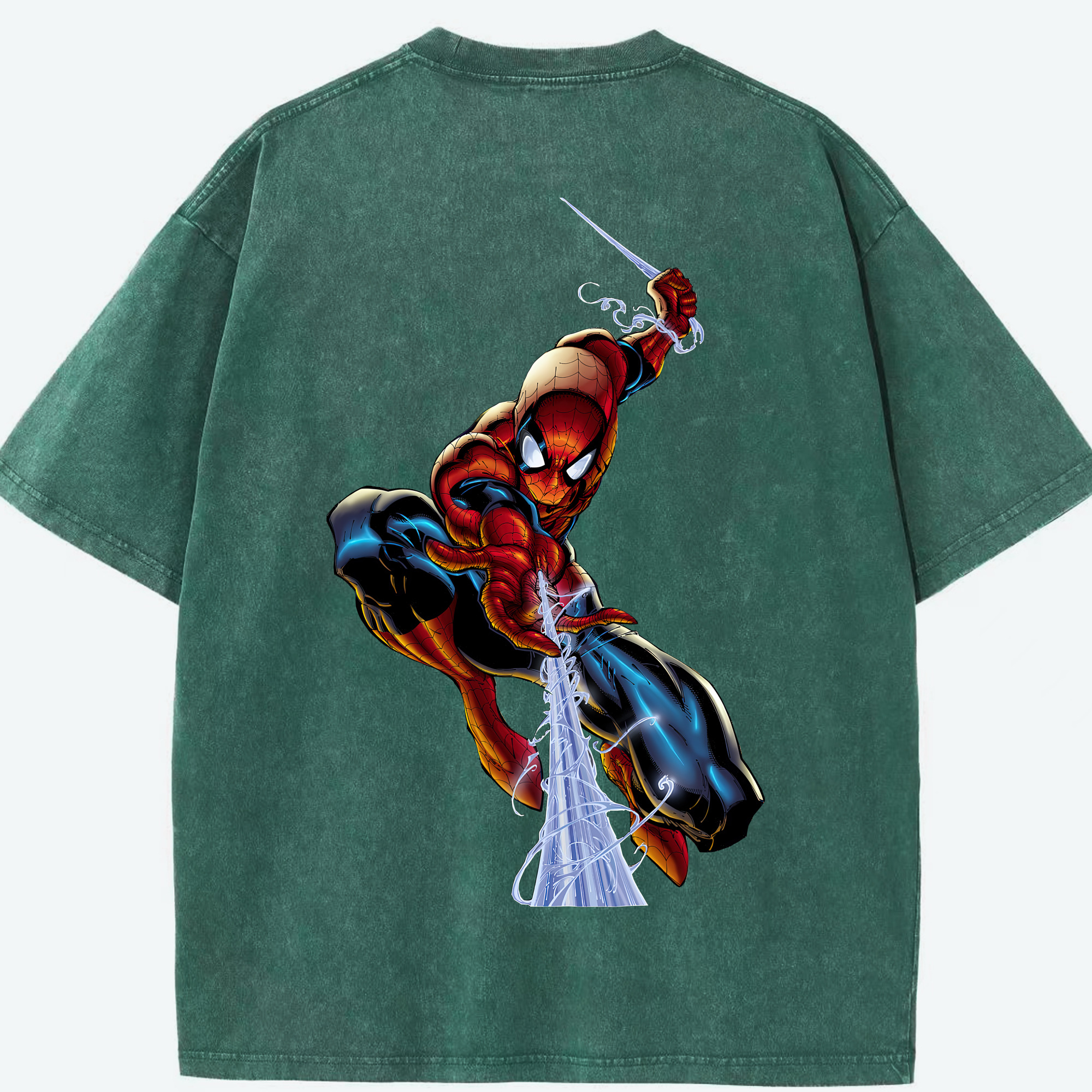 （画像用） Spider Man スパイダーマン 綿100% ヴィンテージ風 半袖Tシャツ（背面プリント）